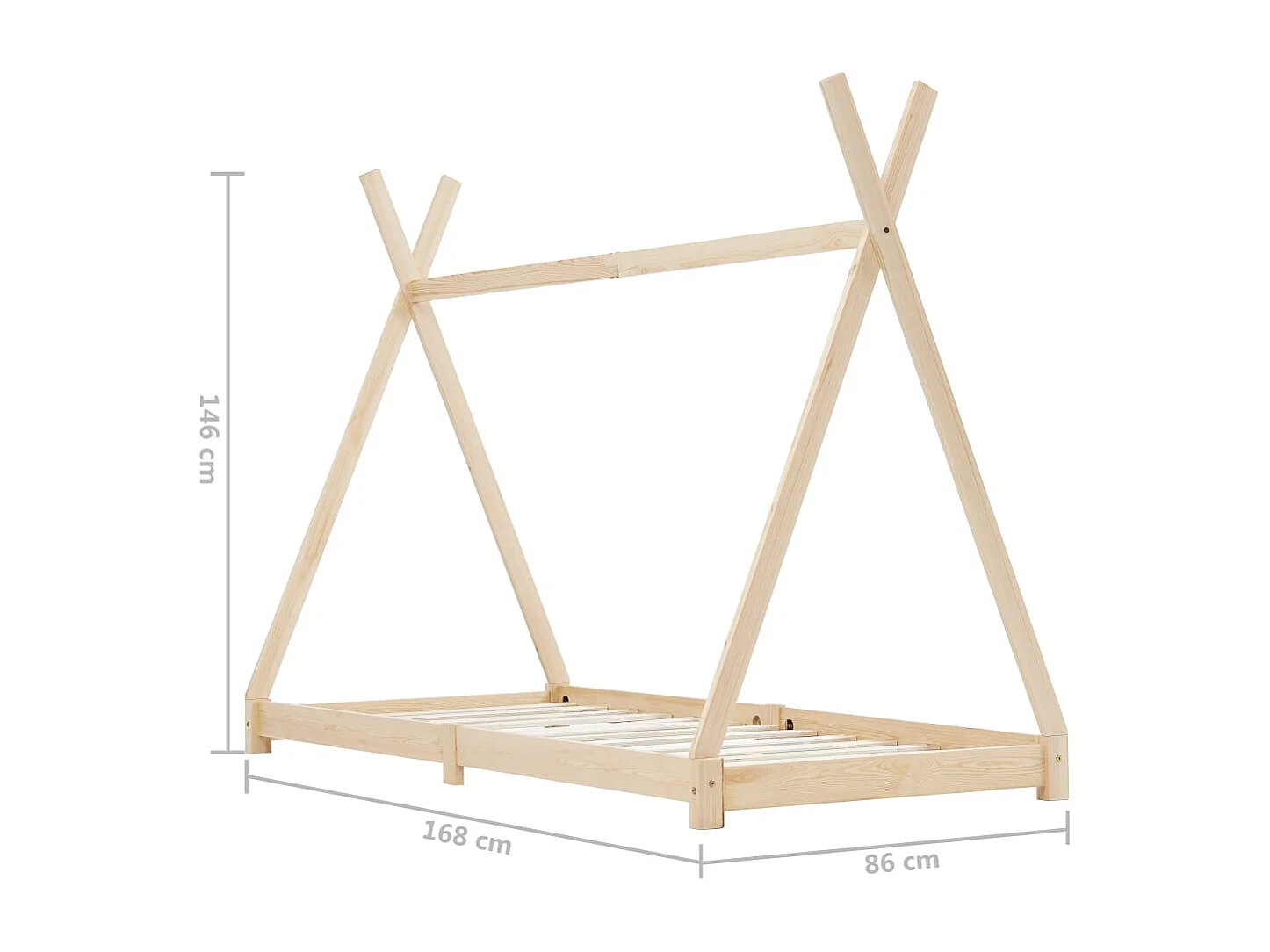 Estrutura de cama infantil em madeira maciça de pinho 80x160 cm