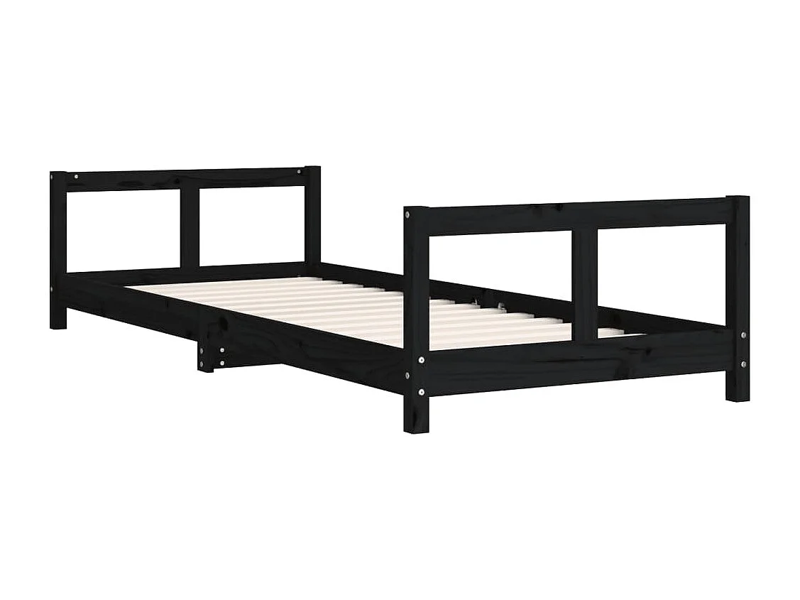 Cadre de lit pour enfants noir 80x200 cm bois de pin massif