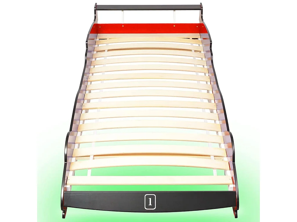Lit voiture de course pour enfants avec LED 90 x 200 cm Rouge