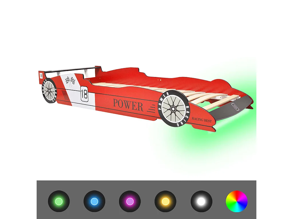 Raceautobed voor kinderen met LED 90 x 200 cm Rood