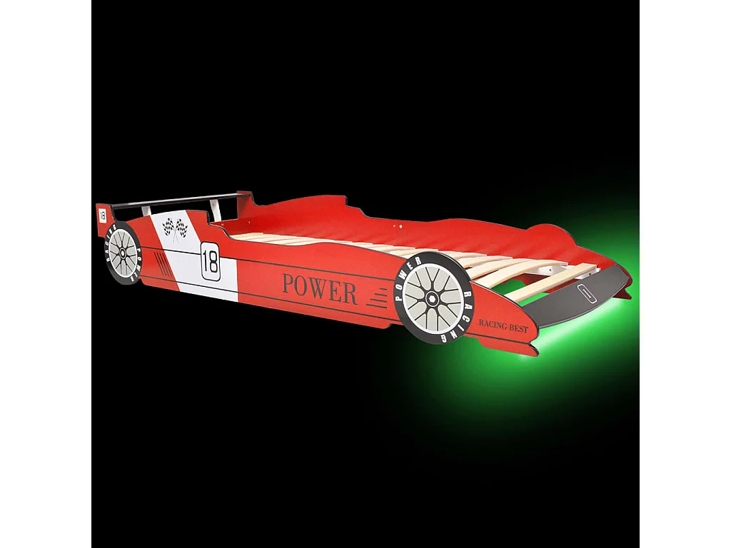 Raceautobed voor kinderen met LED 90 x 200 cm Rood