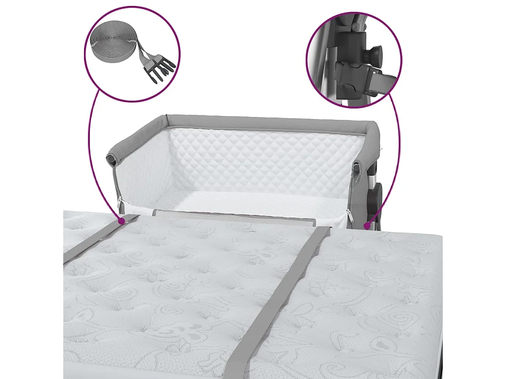 Lit pour bébé avec matelas Gris clair Tissu de lin