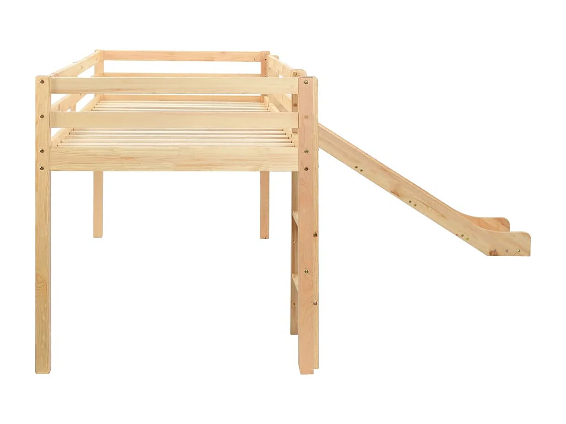 Lit mezzanine d'enfants toboggan et échelle bois pin 97x208 cm