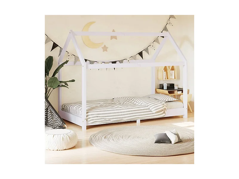 Kinderbedframe Wit Massief grenenhout 80x160 cm