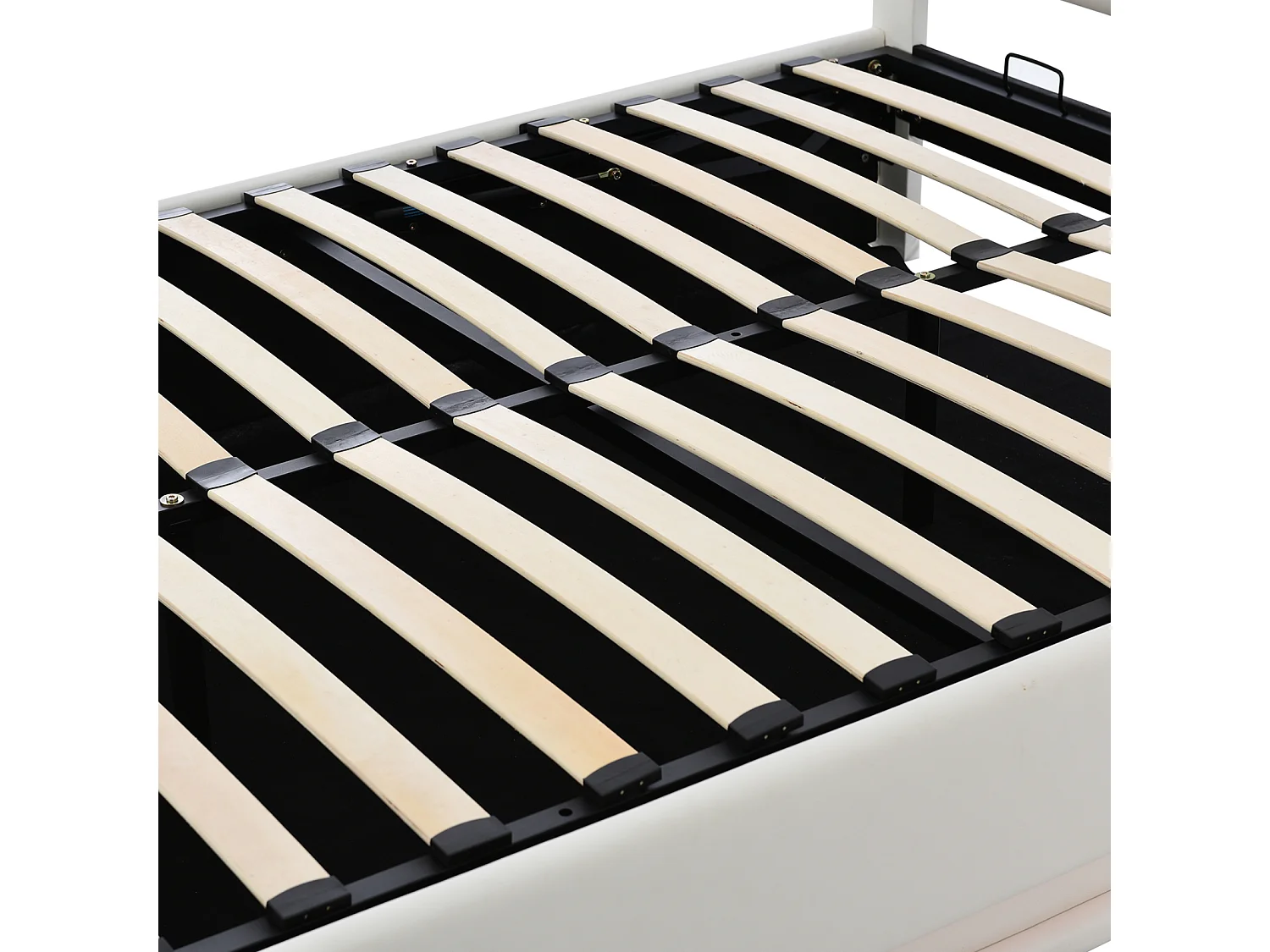 Letto contenitore 140x200 cm - Letto matrimoniale imbottito LED sollevabile idraulicamente con rete a doghe, testiera, rivestimento in similpelle PU - Beige