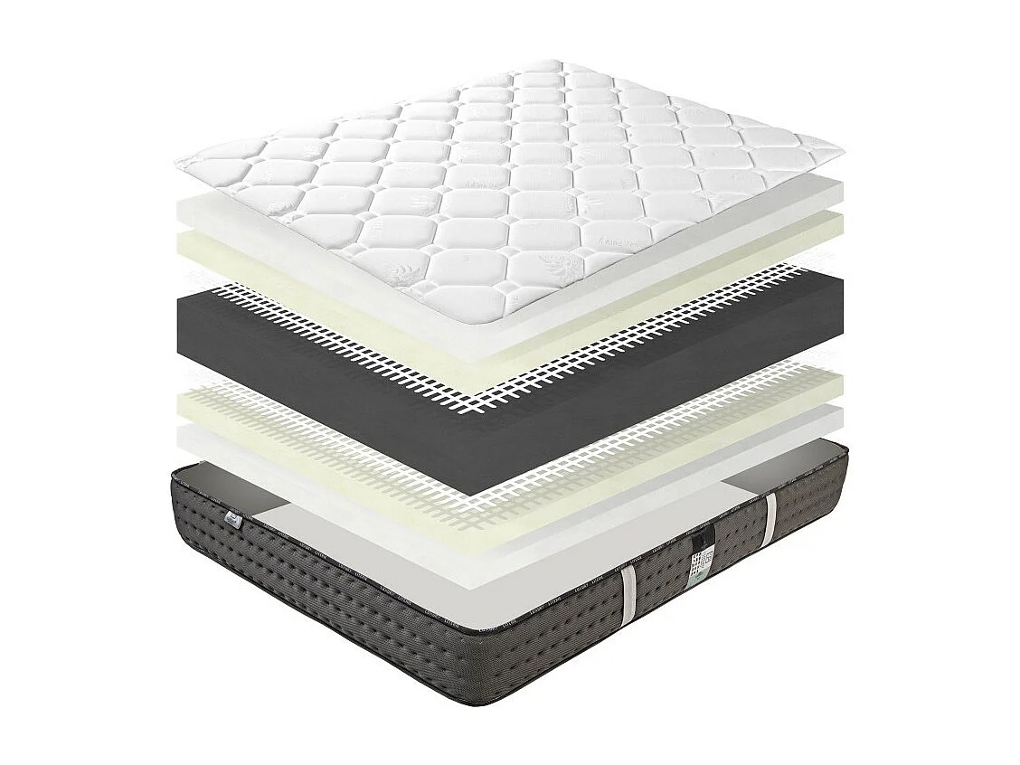 Matelas Zen (20 cm), Couette et Oreiller mousse haute densité, ferme, face été/hiver, 90x190cm