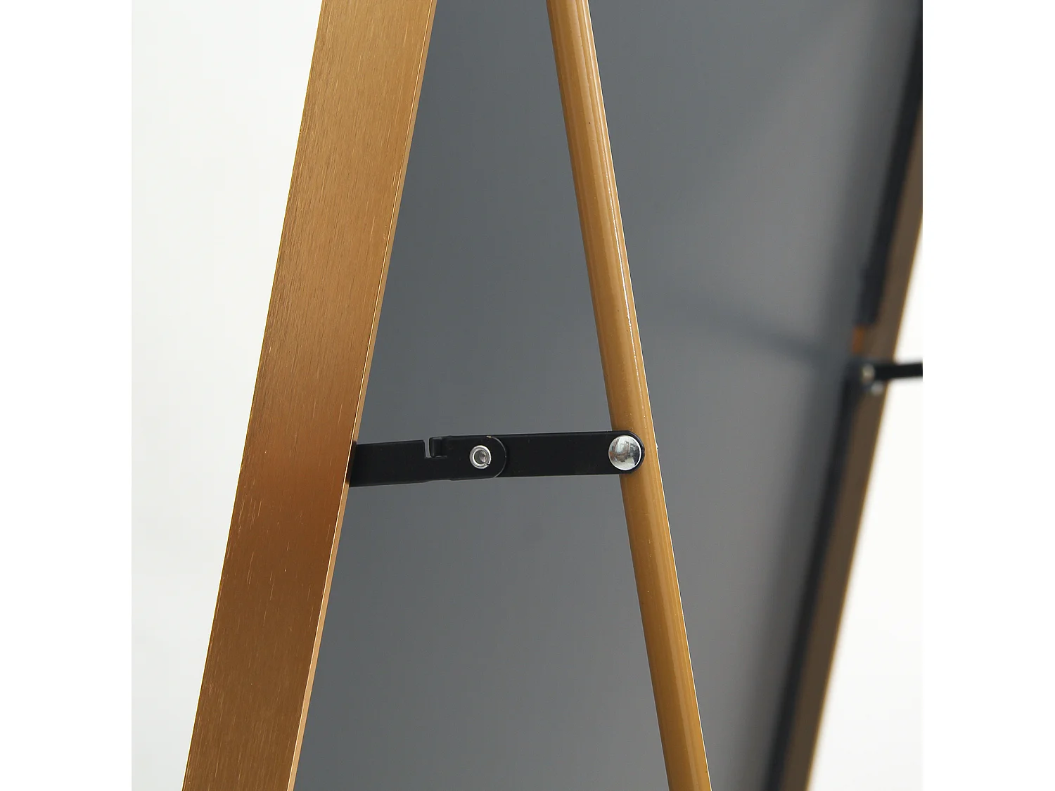 Miroir pleine longueur 162 x 53 cm, sur pied, suspendu ou appuyé, grand miroir de sol avec cadre en alliage d'aluminium doré pour salon ou chambre à coucher, Doré