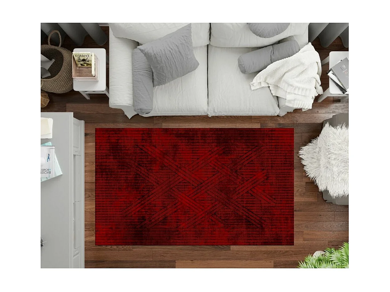 Tapis de salon 120x180 cm Polycoton Fisun Rouge