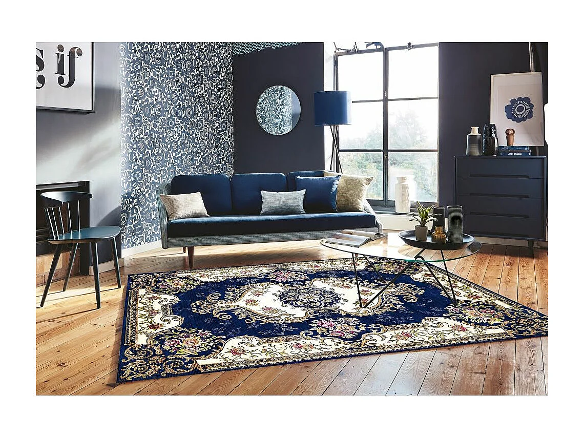 Tapis de salon 300x400 cm Polycoton Orient Bleu