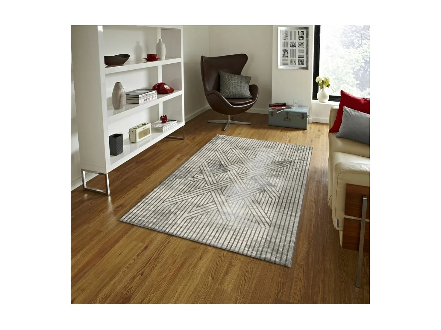 Tapis de salon 160x230 cm Polycoton Fisun Beige