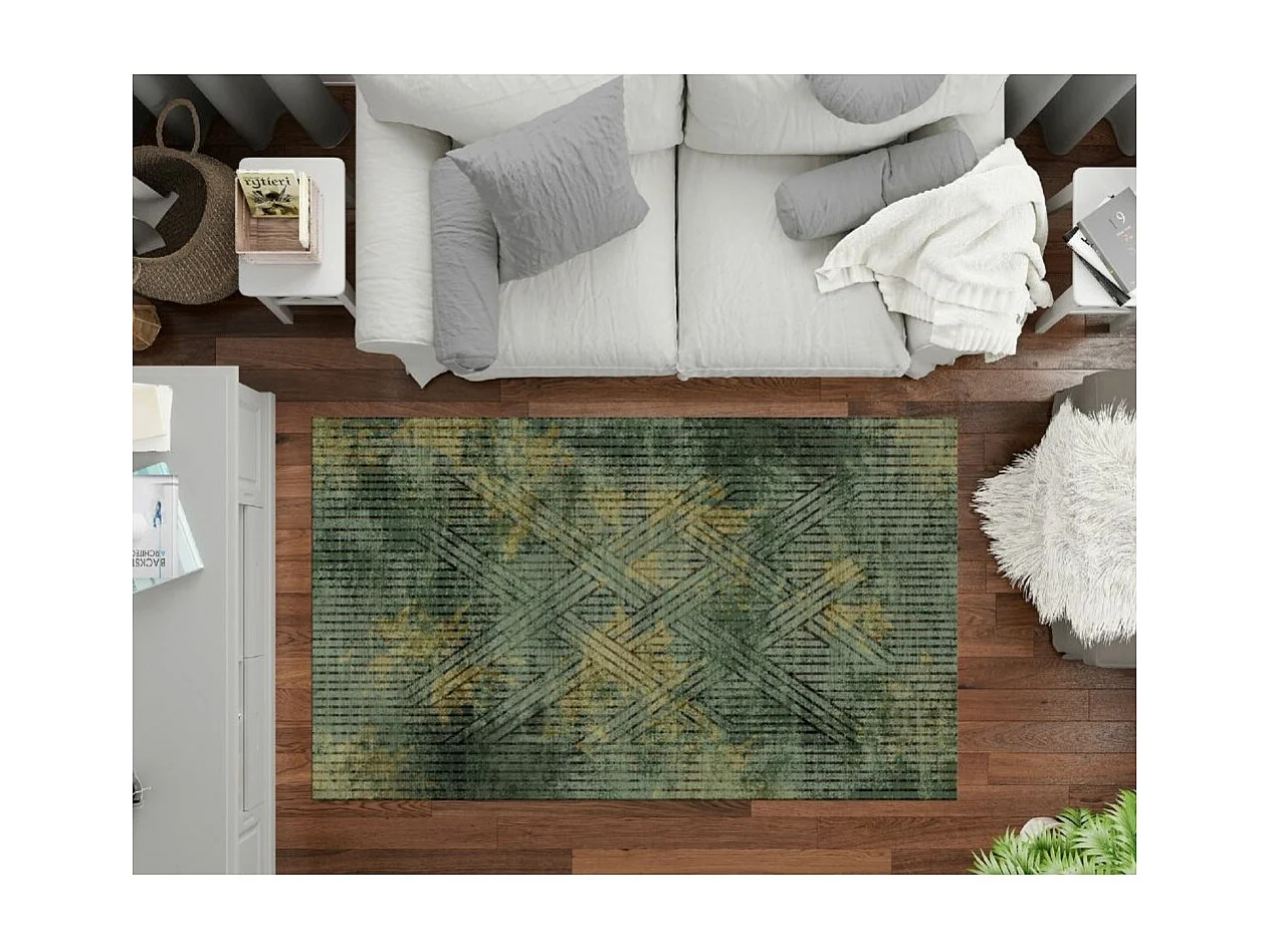 Tapis de salon 80x150 cm Polycoton Fisun Vert