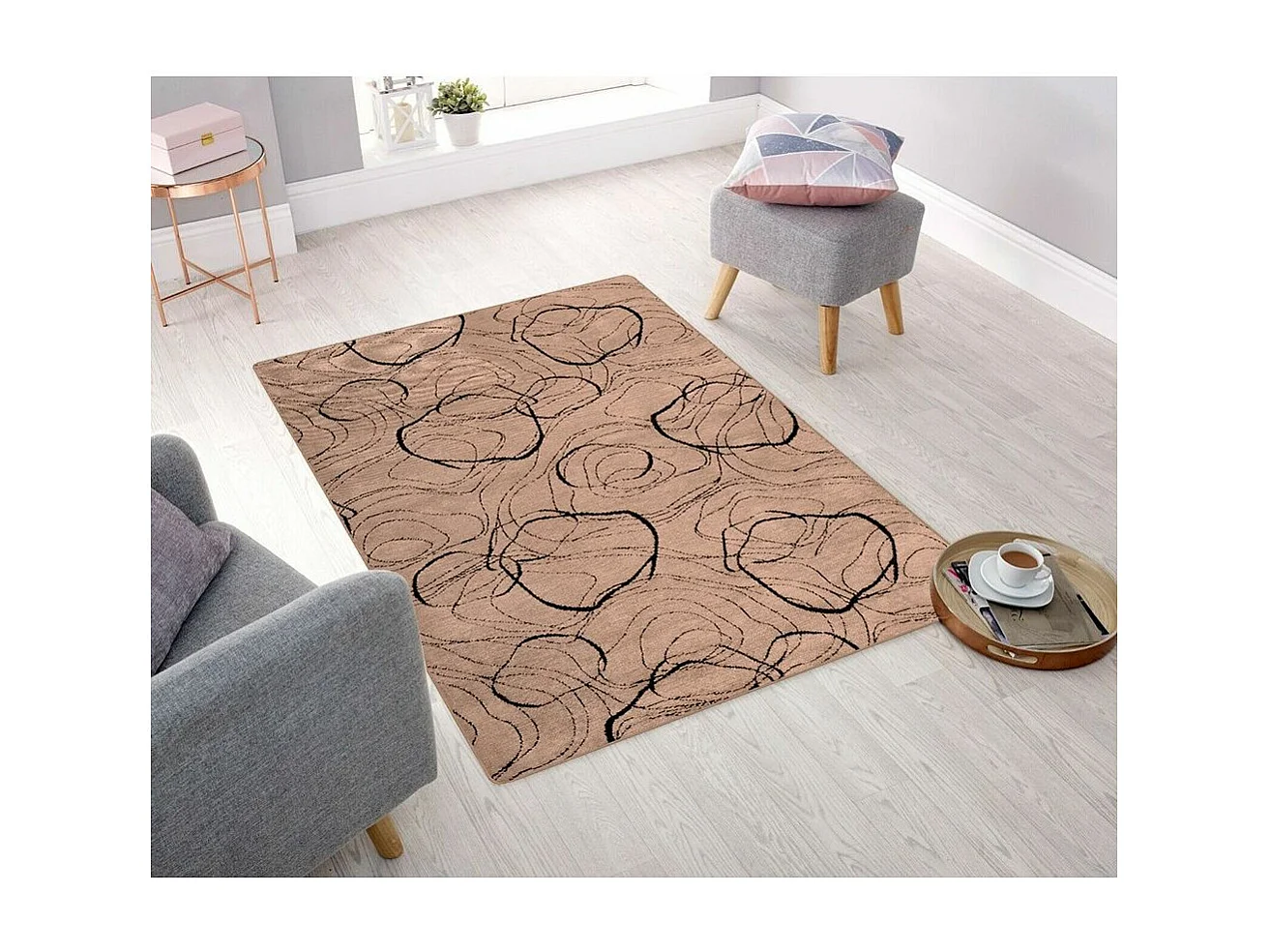 Tapis de salon 80x150 cm Polycoton Vera Beige