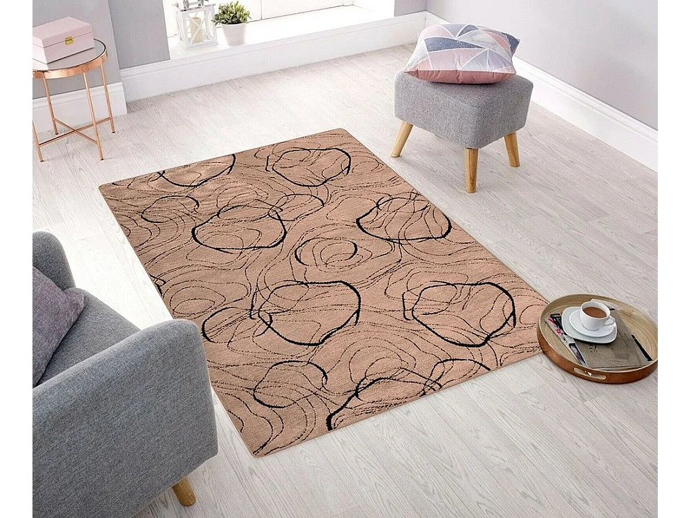 Tapis de salon 80x150 cm Polycoton Vera Beige