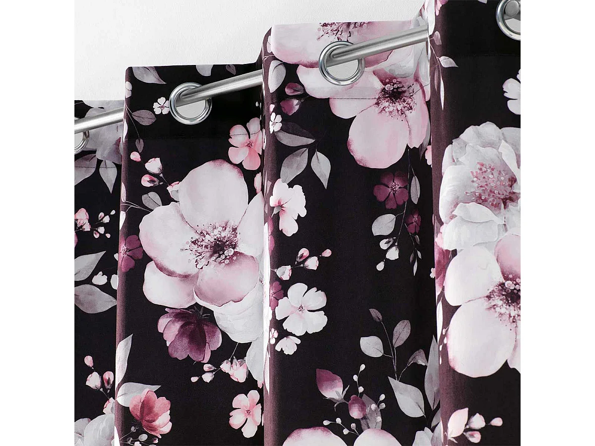 Rideau à Œillets "Velvet Flower" 140x240cm Noir