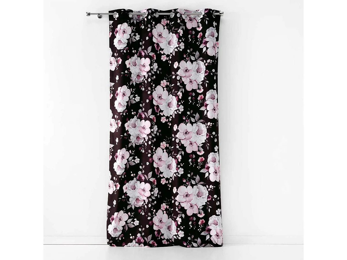 Rideau à Œillets "Velvet Flower" 140x240cm Noir