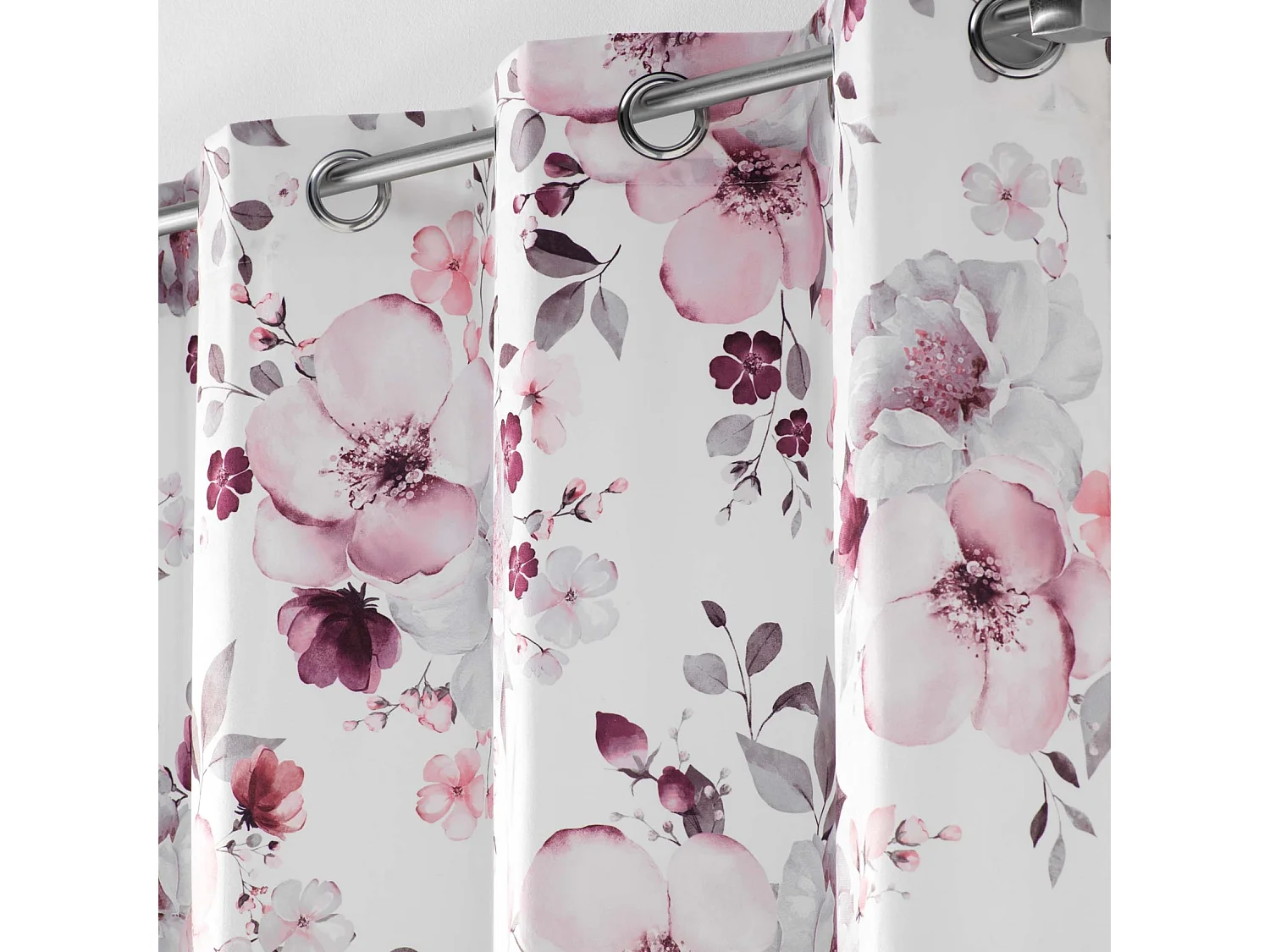 Rideau à Œillets "Velvet Flower" 140x240cm Blanc