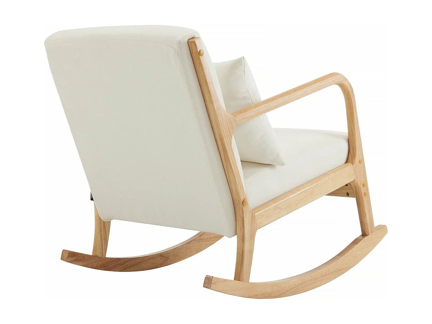 Fauteuil à bascule style scandinave bouclette et bois " Clinton " - Beige