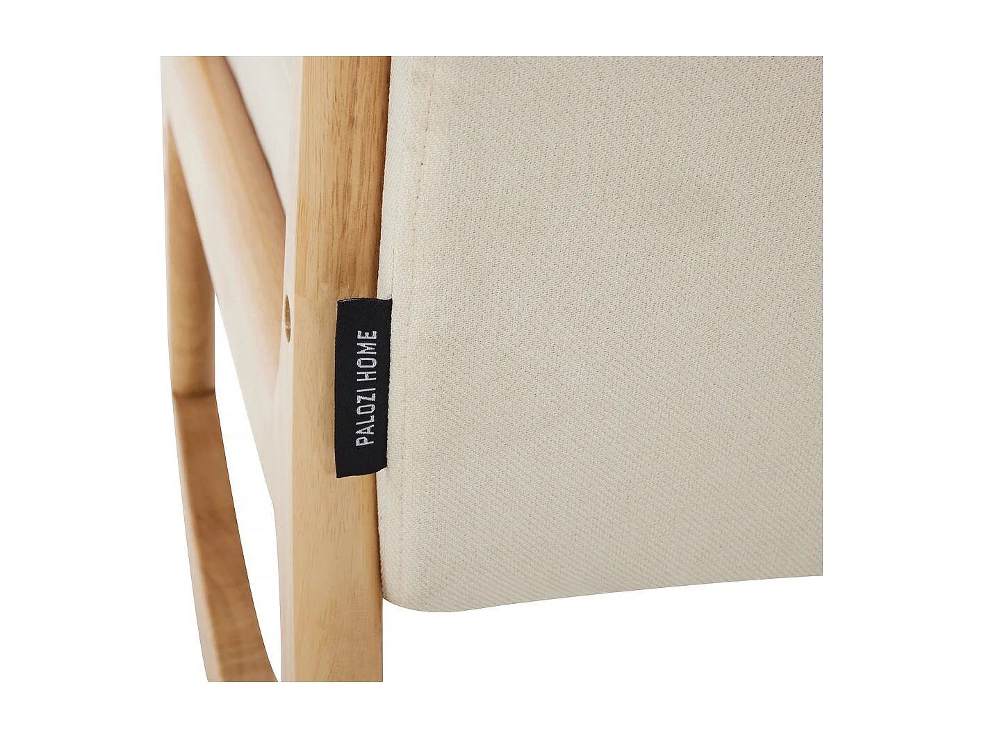 Fauteuil à bascule style scandinave bouclette et bois " Clinton " - Beige