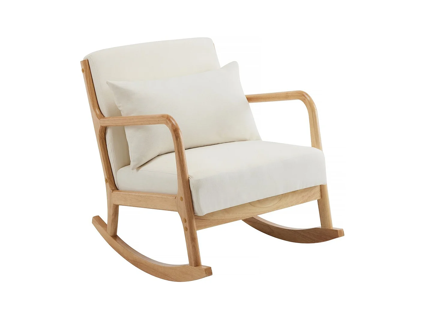 Fauteuil à bascule style scandinave bouclette et bois " Clinton " - Beige
