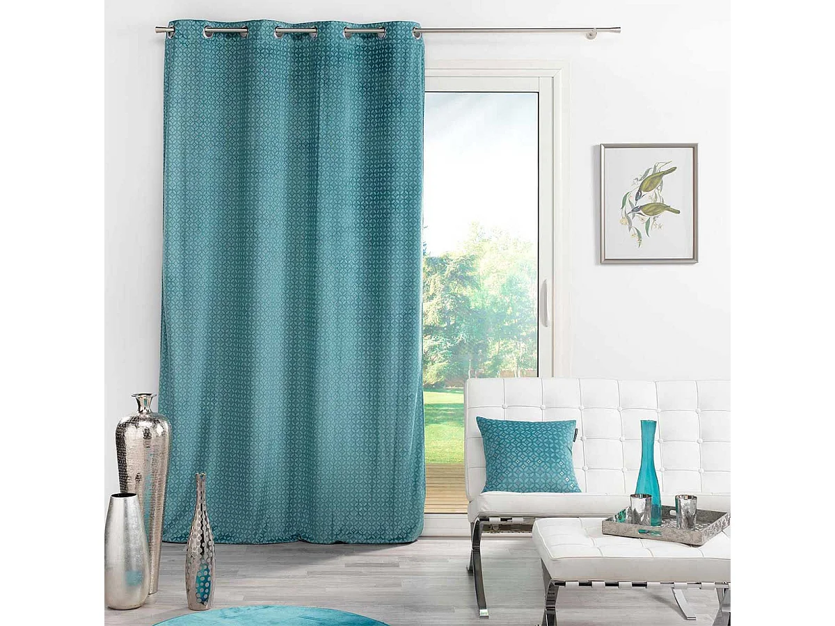 Rideau à Œillets Imprimé "Kansas" 140x240cm Bleu