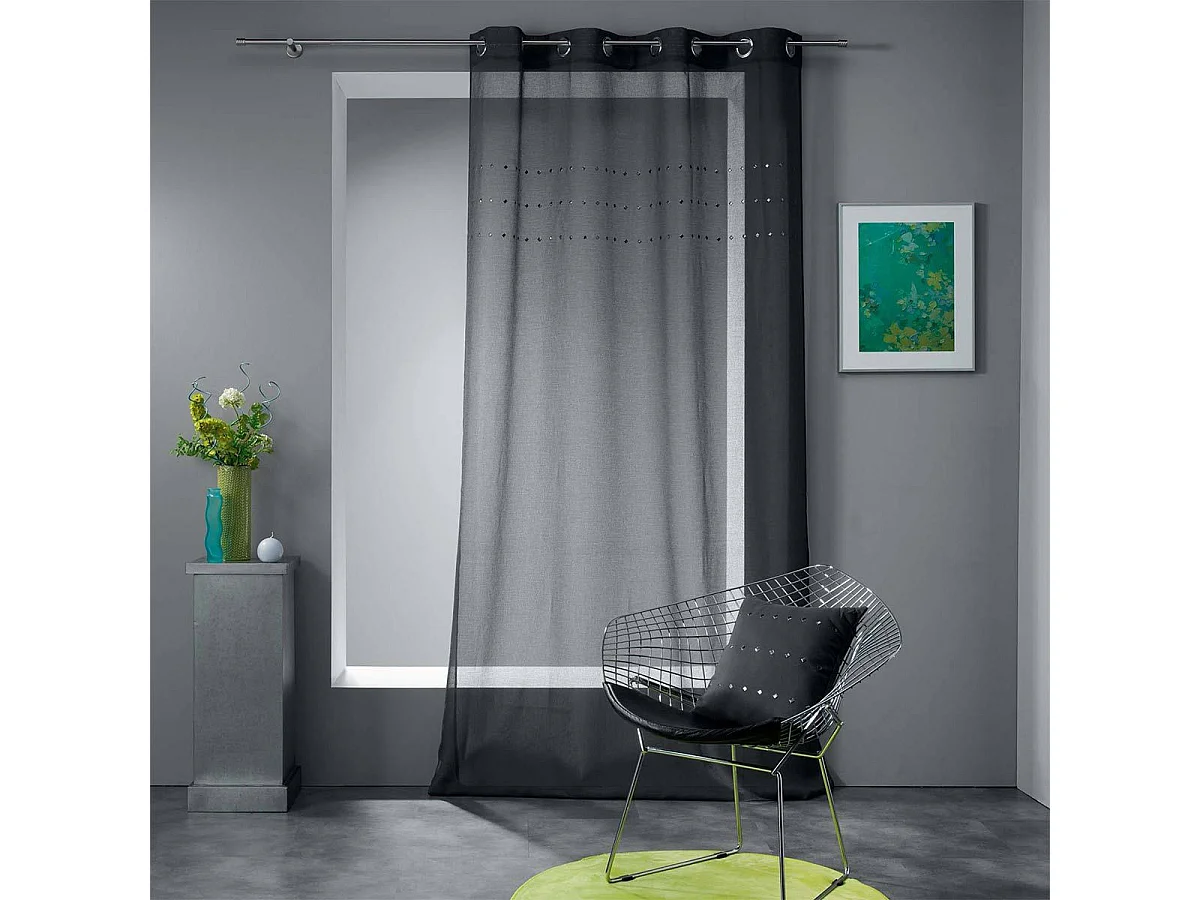Rideau Voilage à Œillets "Linea" 140x240cm Anthracite