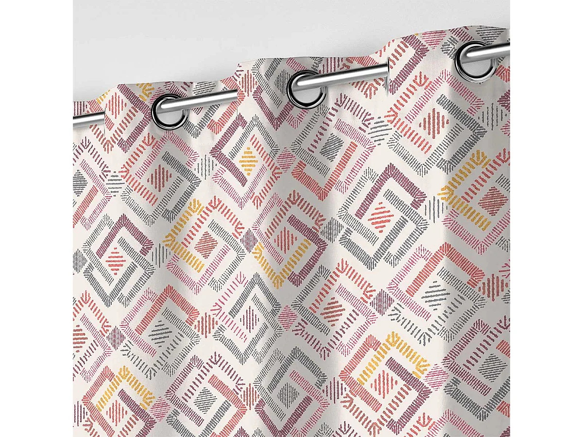 Rideau à Œillets Imprimé "Zoula" 140x240cm Corail
