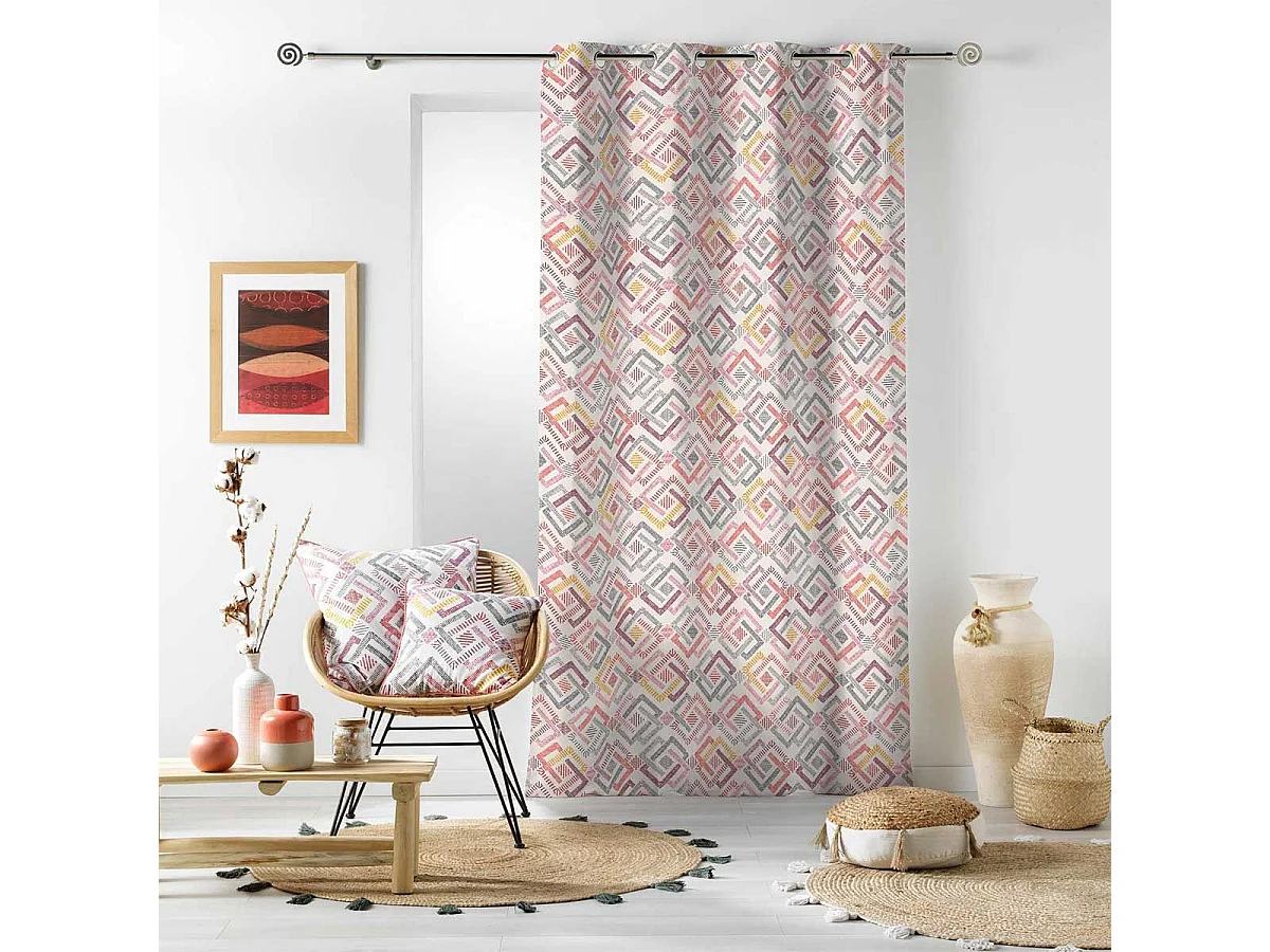 Rideau à Œillets Imprimé "Zoula" 140x240cm Corail