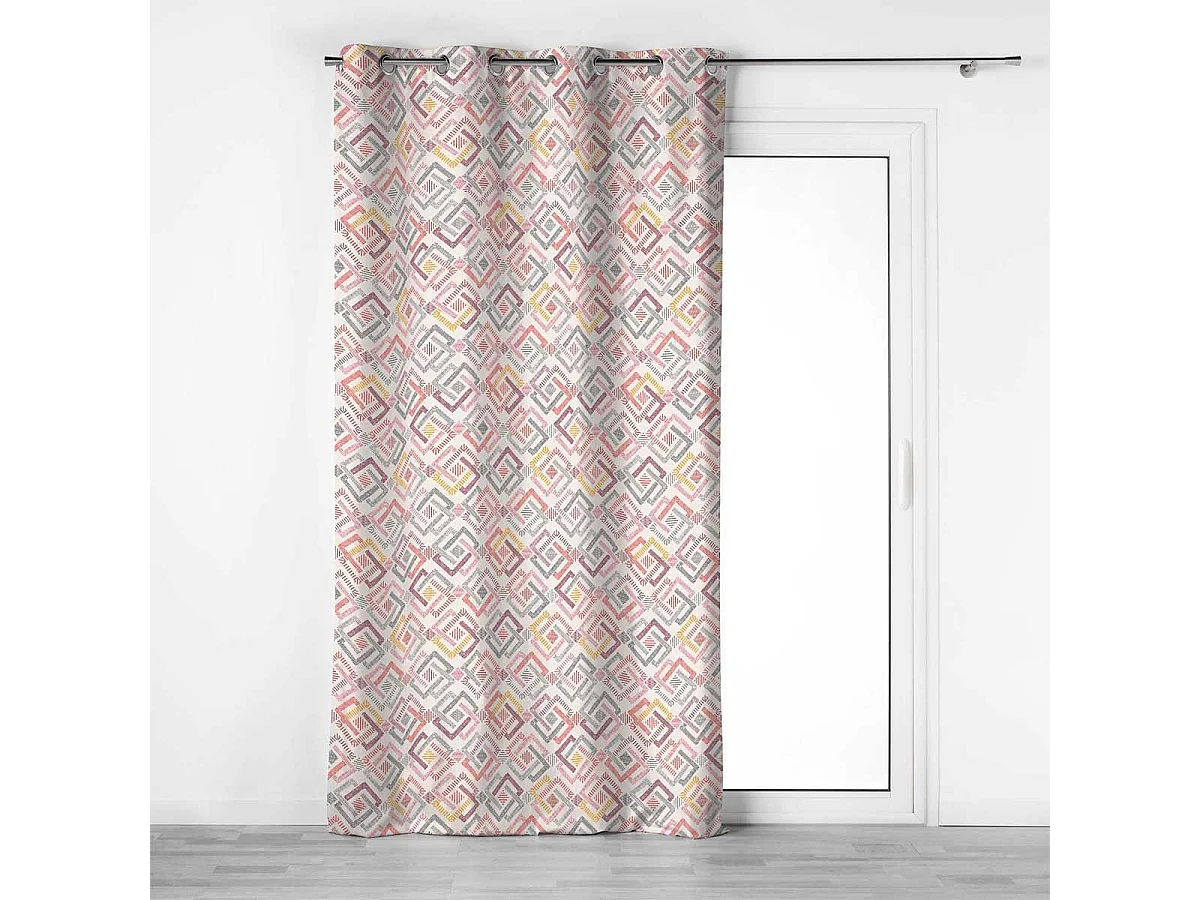 Rideau à Œillets Imprimé "Zoula" 140x240cm Corail