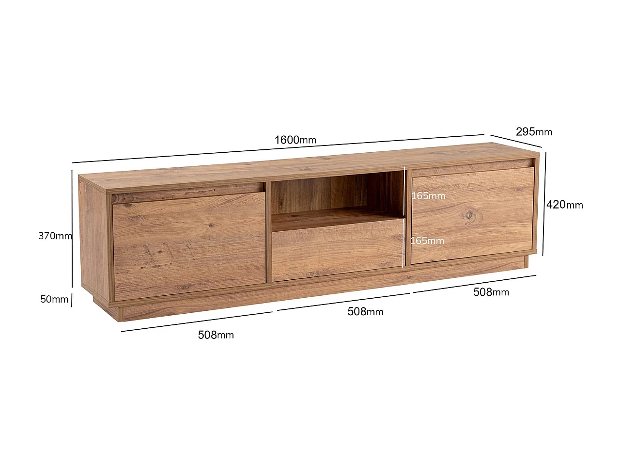 Mueble de TV con 3 puertas abatibles y 1 compartimento abierto L160 cm - VANGUARD