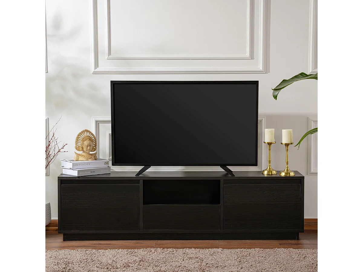 Meuble TV 3 portes rabattables et 1 niche ouverte L160 cm - VANGUARD