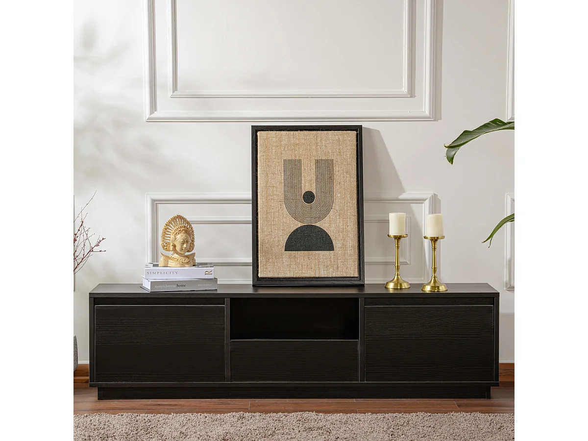 Meuble TV 3 portes rabattables et 1 niche ouverte L160 cm - VANGUARD