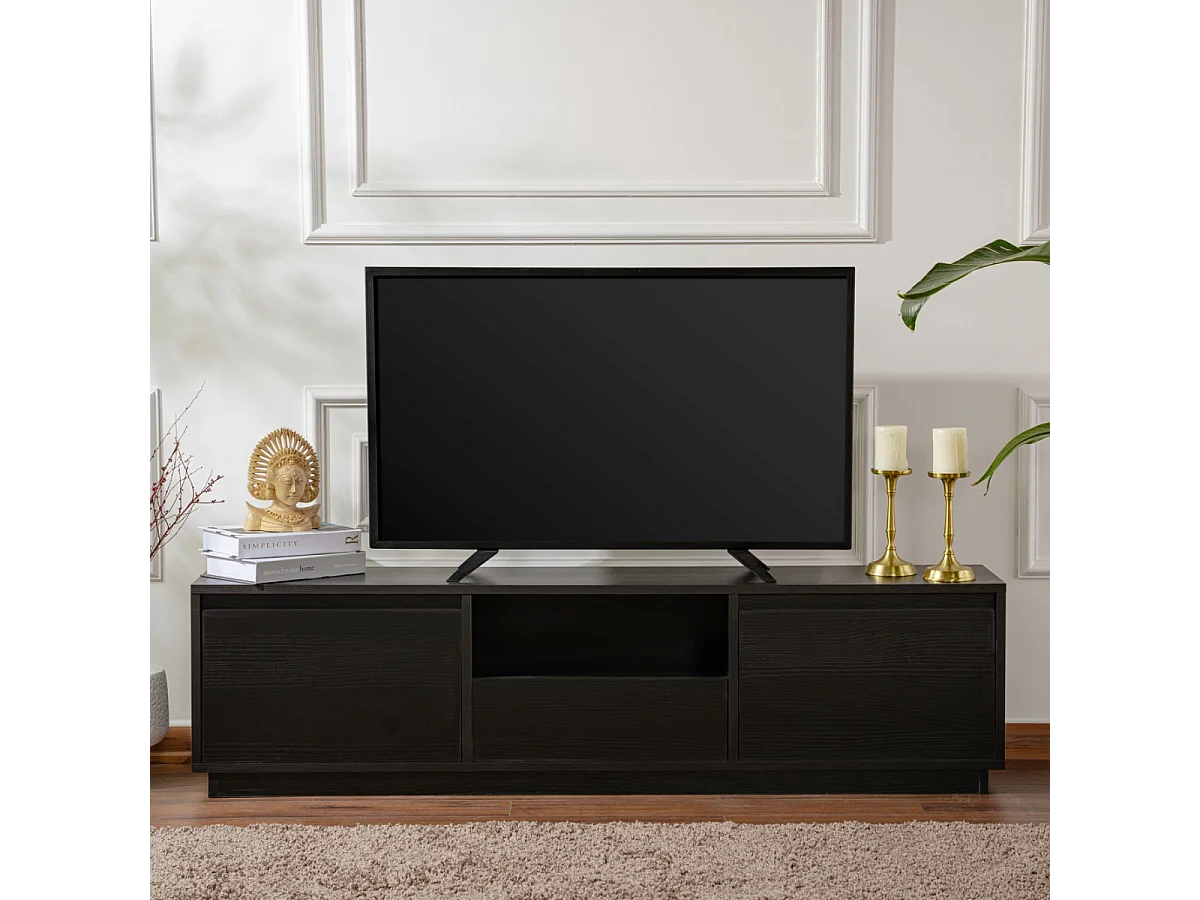 TV-meubel met 3 neerklapbare deuren en 1 open vak L160 cm - VANGUARD