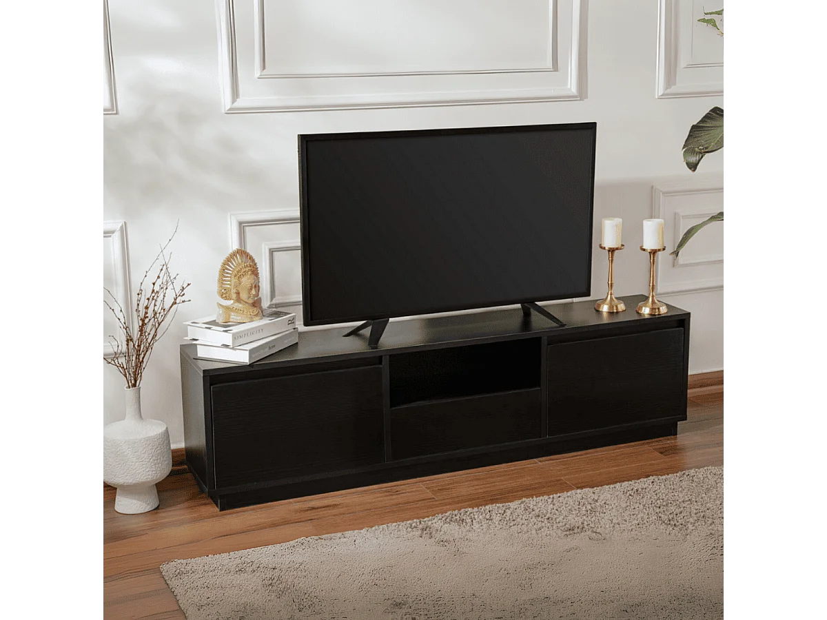 TV-meubel met 3 neerklapbare deuren en 1 open vak L160 cm - VANGUARD