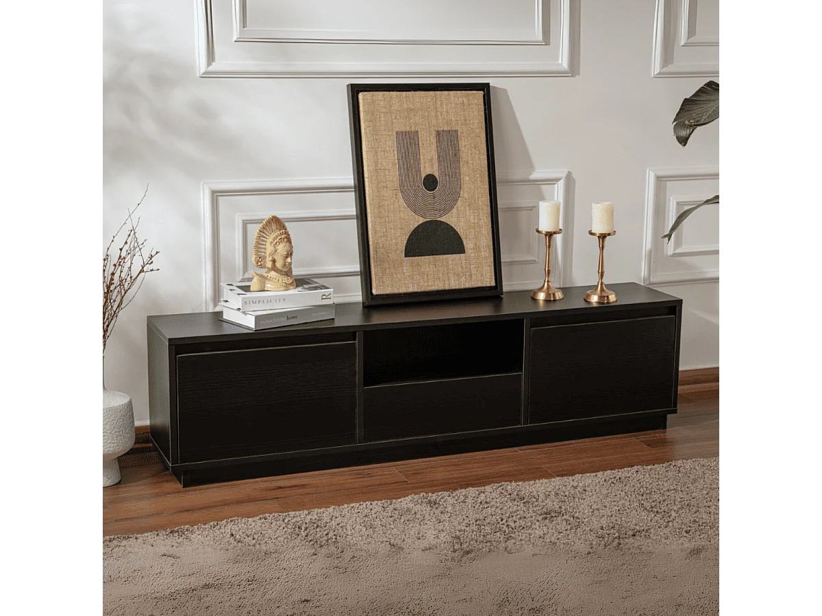 TV-meubel met 3 neerklapbare deuren en 1 open vak L160 cm - VANGUARD