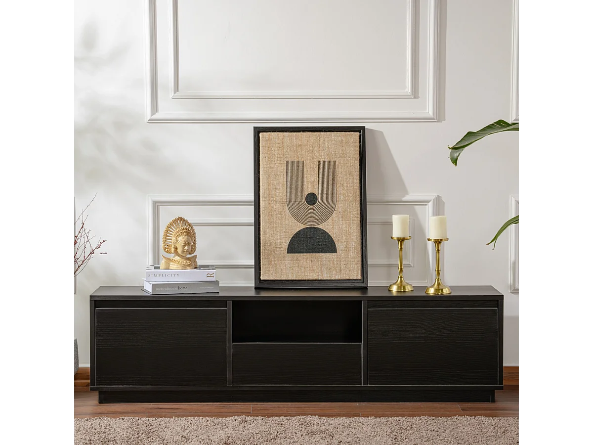 TV-meubel met 3 neerklapbare deuren en 1 open vak L160 cm - VANGUARD