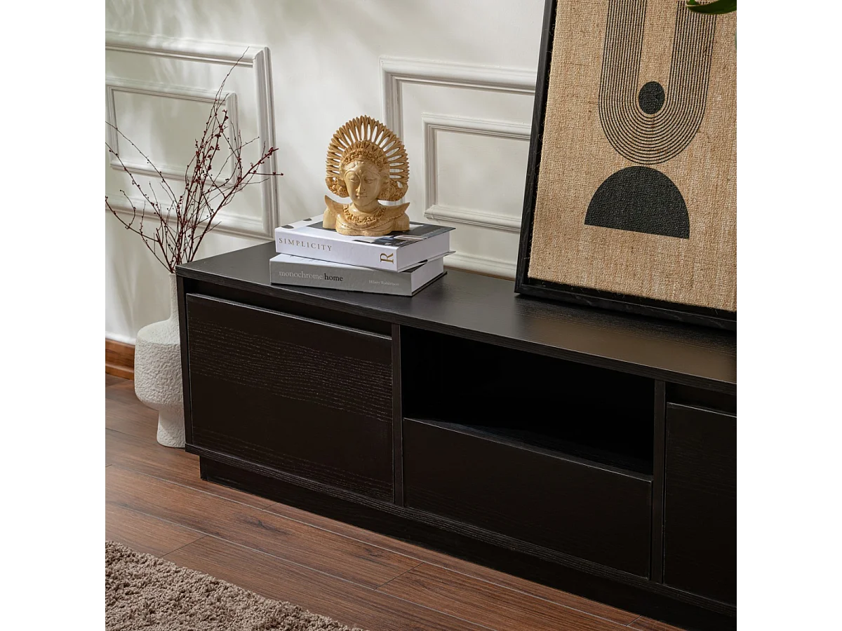 TV-meubel met 3 neerklapbare deuren en 1 open vak L160 cm - VANGUARD