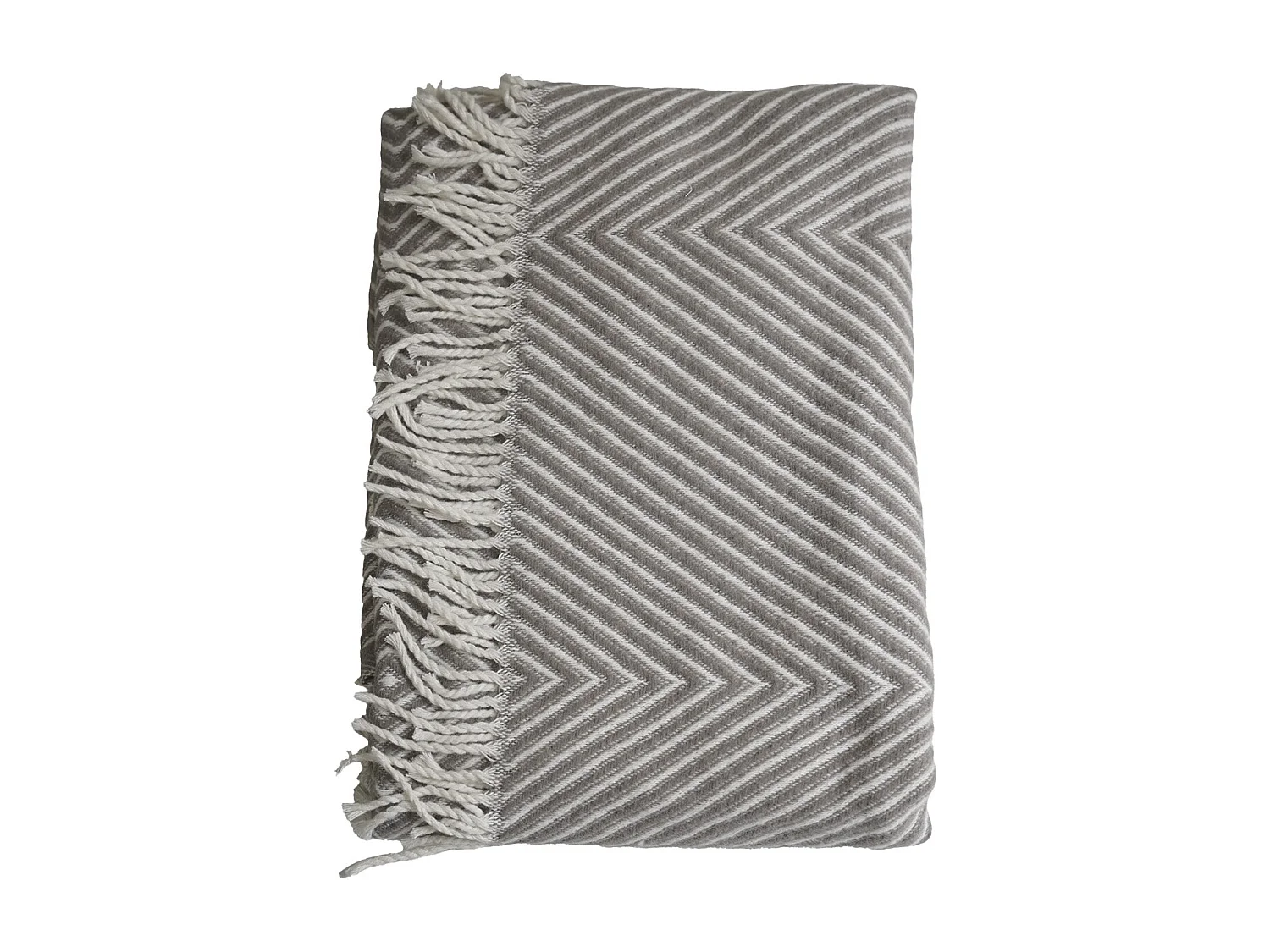Plaid coton blanc gris 130x170 cm