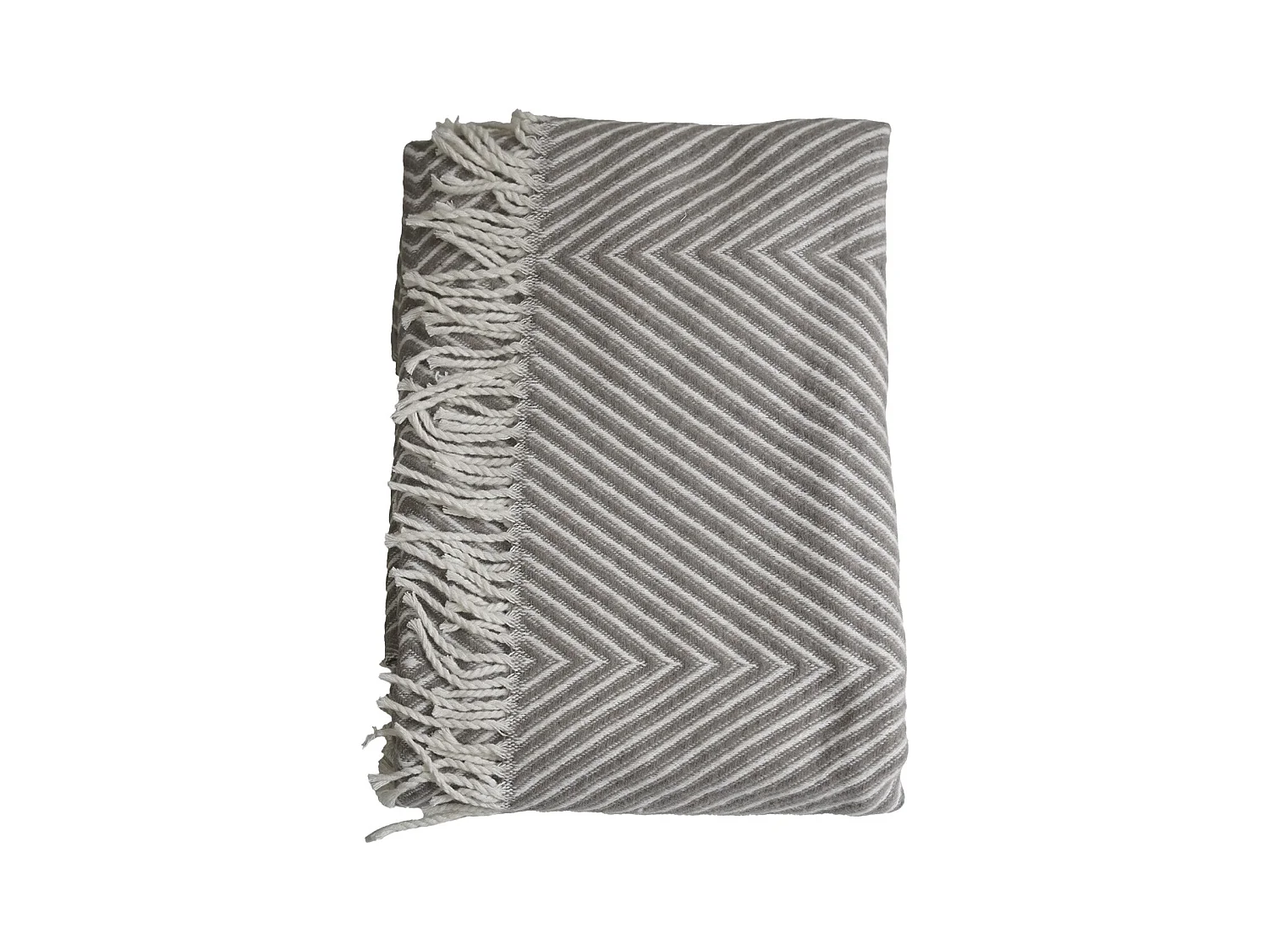 Plaid coton blanc gris 130x170 cm