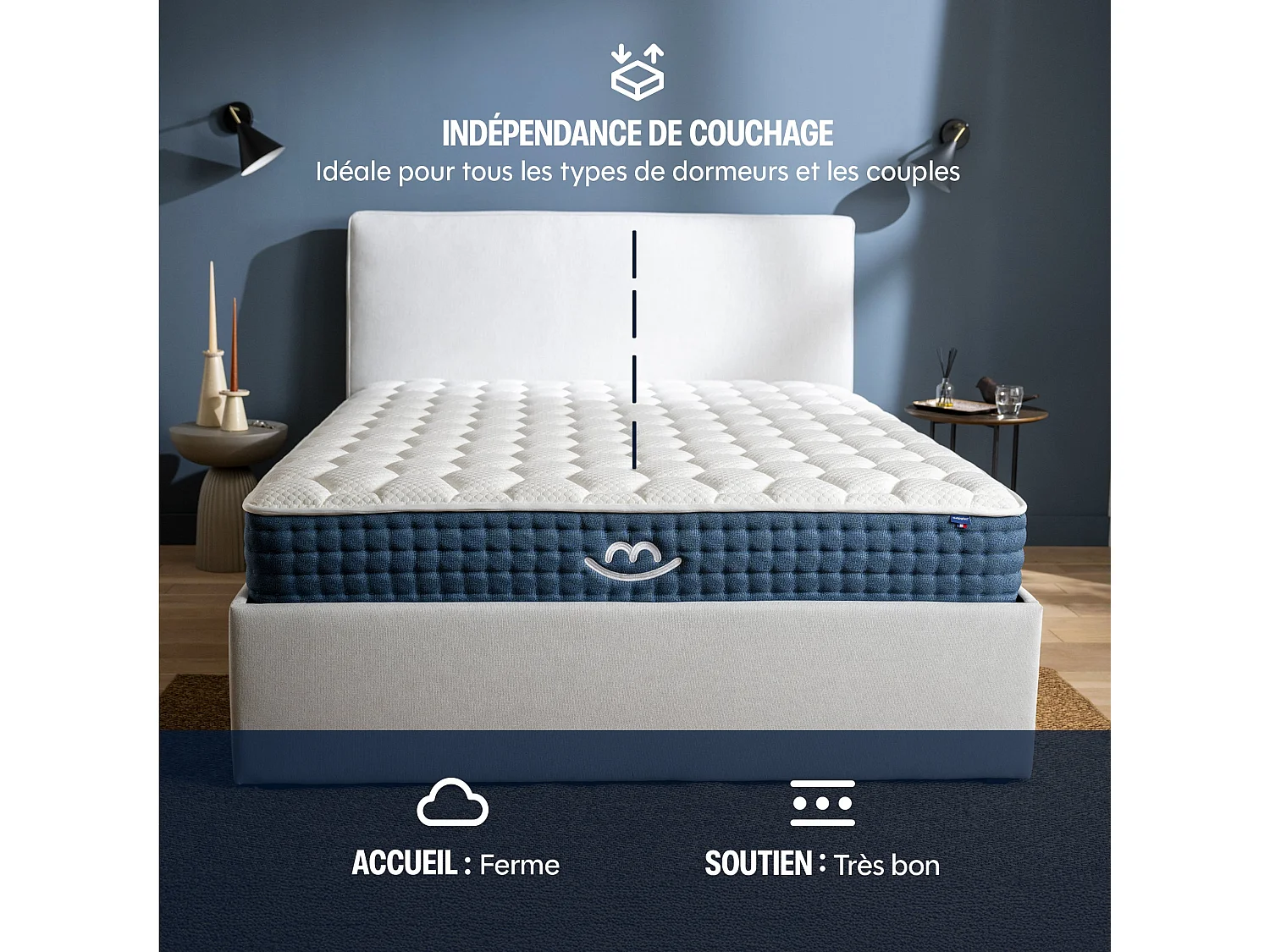 Matelas premium hybride mémoire de forme 90x190 épais 26cm