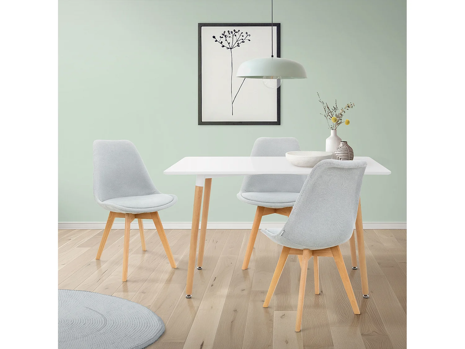 Mesa de comedor Mesa de cocina Mesa de madera Blanco 120x70cm Estructura de acero