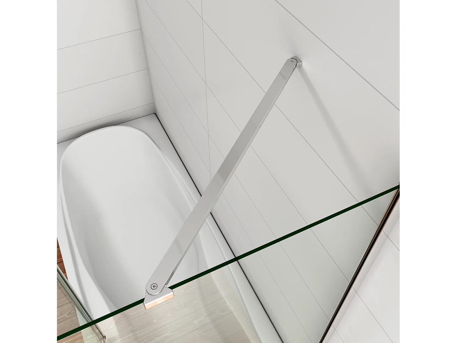 H.140 cm Parete Doccia Sopravasca Angolare Pieghevole 100 cm (4 Antine）con Parete Laterale 70 cm Vetro Temperato Telaio Cromato Lucido