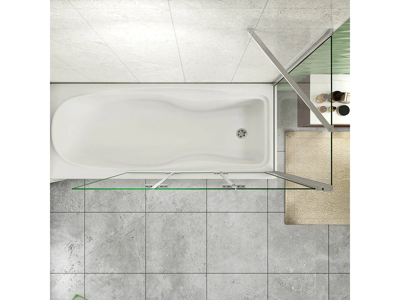 H.140 cm Parete Doccia Per Vasca con Lato Fisso 130x65 cm 3 Ante Pieghevoli a Libro Vetro Temperato 6 mm Trasparente Anticalcare Telaio Cromo Lucido