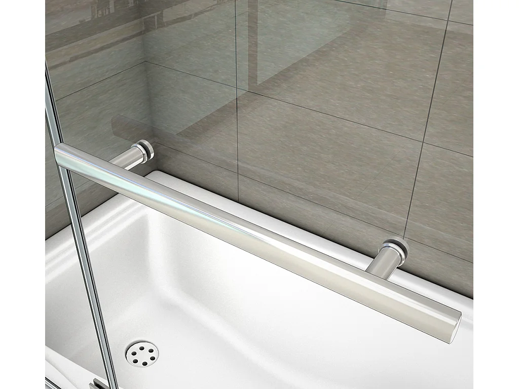 H.140 cm Sopravasca Parete Vasca da Bagno 120 cm Due Ante Movibili con Maniglia Portasciugamani Vetro 6 mm Temperato Anticalcare