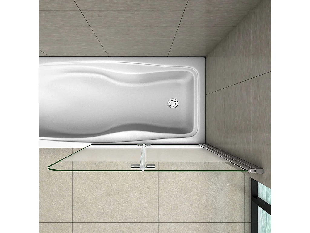 100x140 cm Parete Per Vasca Apribile 180 Gradi Montaggio Verso Destro Irreversibile in Vetro Temperato 6 mm Anticalcare Fascia Centrale Opaca