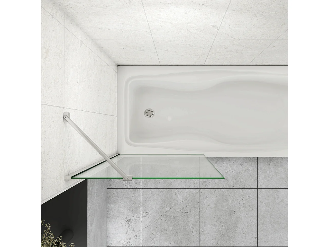 75x140 cm Sopravasca Parete Doccia Per Vasca Vetro Fisso Temperato 6 mm Trasparente Anticalcare con Barra Stabilizzatrice 45 cm Cromato Lucido