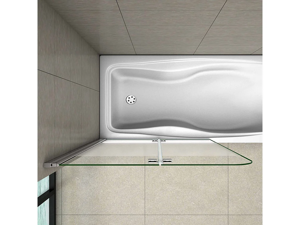 120x140 cm Parete Per Vasca Apribile 180 Gradi Montaggio Verso Sinistro Irreversibile in Vetro Temperato 6 mm Anticalcare Fascia Centrale Opaca