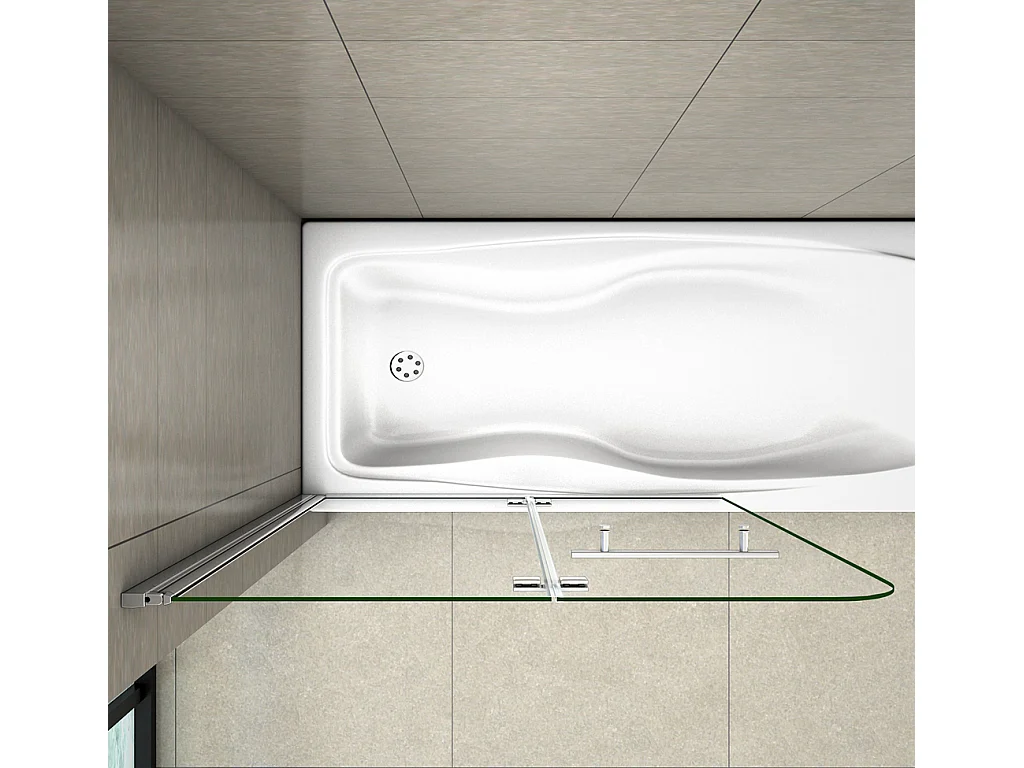 H.140 cm Sopravasca Parete Vasca da Bagno 100 cm Due Ante Movibili con Maniglia Portasciugamani Vetro 6 mm Temperato Anticalcare