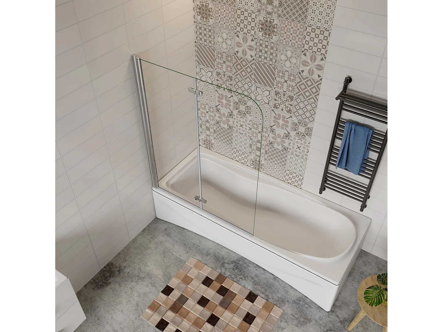 90x140cm Sopravasca Doccia Due Ante Movibili Vetro Temperato Trasparente 6 mm Anticalcare Telaio Cromato Lucido