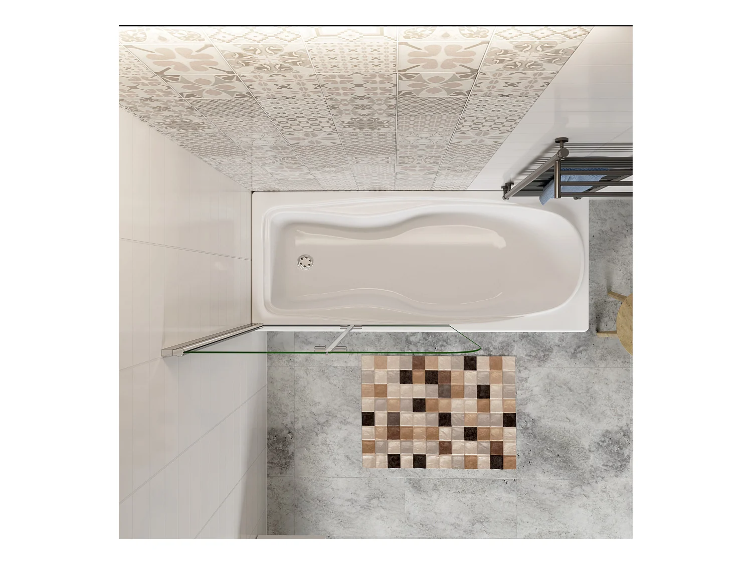 120x140cm Sopravasca Doccia Due Ante Movibili Vetro Temperato Trasparente 6 mm Anticalcare Telaio Cromato Lucido