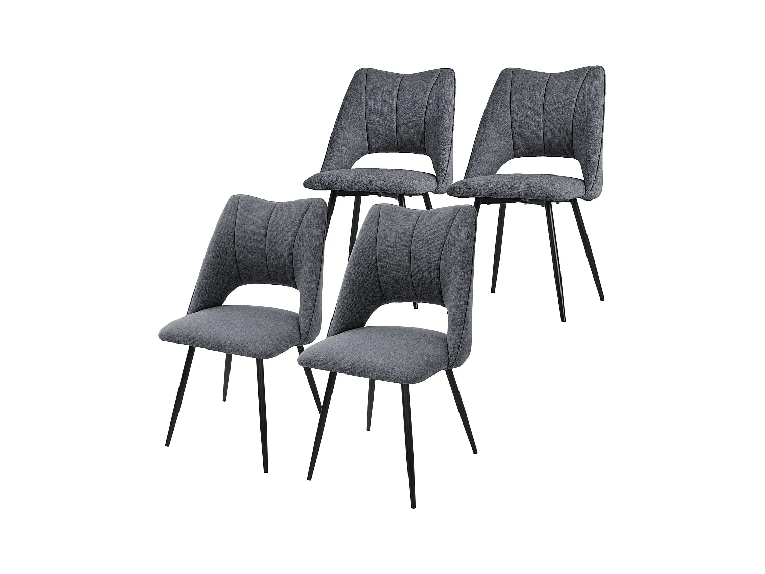 Lot de 4 chaises de salle à manger Chaise de cuisine Chaise de salon Chaise rembourrée Dossier Gris